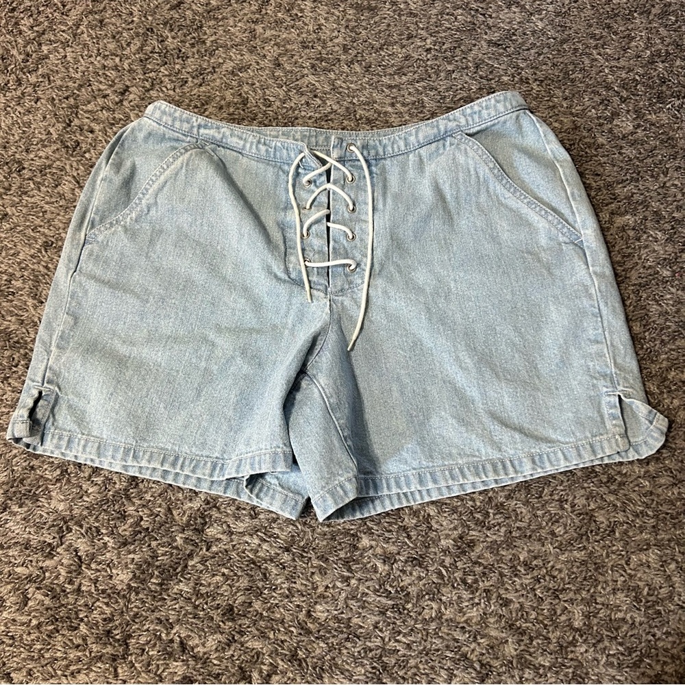 Sonoma Light Blue Lace-Up Jean Shorts - Picture 1 of 3